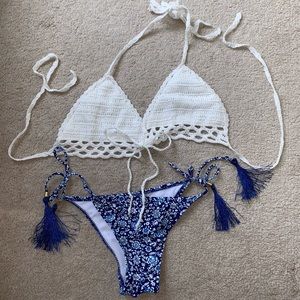 Never Worn Crochet Top Paisley Bottom Bikini